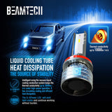 BEAMTECH H11 LED Headlight Bulb, H8 H9 G-XP Chips 6500K 360 Degree Beam 90W Xenon White Conversion Kits With Fan High Brightness